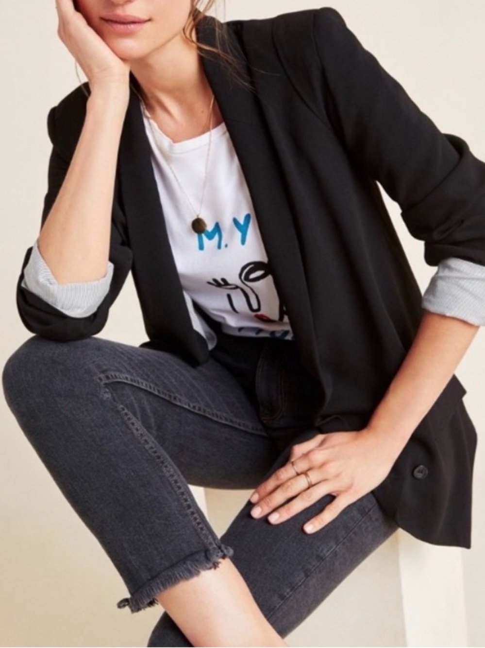 Anthropologie Cartonnier Cornerstone Director Open Front Blazer